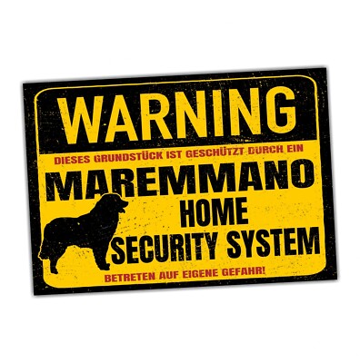 Maremmano Abruzzese Schild Warning Security System Türschild Hundeschild Warnsch