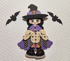 October Calendar Girl Mini Black Hair. Scrapbook, Card making Paper Piecing