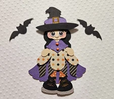 October Calendar Girl Mini Black Hair. Scrapbook, Card making Paper Piecing