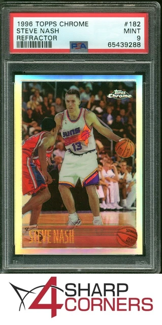 1996 TOPPS CHROME REFRACTOR #182 STEVE NASH RC SUNS HOF PSA 9