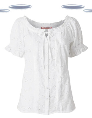 Ex Joe Browns Damen Broderie Top - Kurzarm gewebt weiß