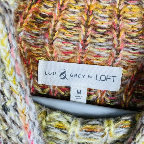 Lou & Grey For Loft Size Medium Spacedye Ribbed Poncho Sweater - Picture 3 of 4