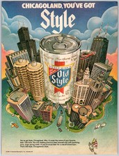 1983 CHICAGO SKYLINE OLD STYLE BEER Vintage 8...