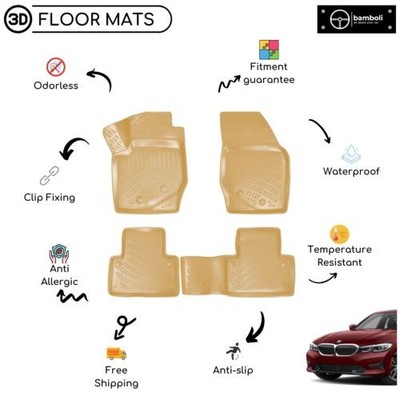 Bamboli Maßgefertigte Gummifußmatten Beige Für BMW 3er G20 2019 - Auf, 2. Reihe