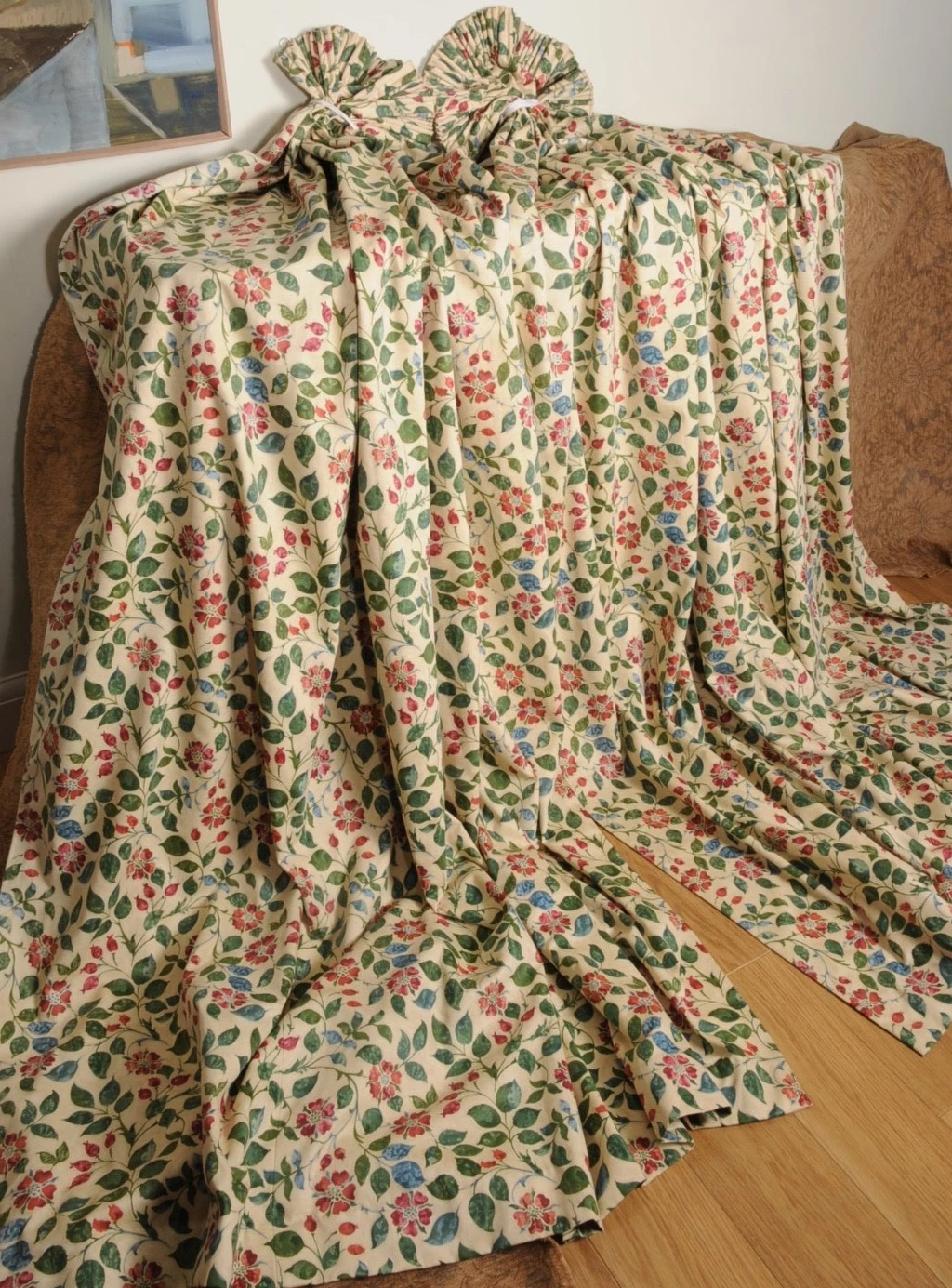Vintage Crowson Curtains 'Sweet Briar' Rose Cottage Stencil 87"D x 78"