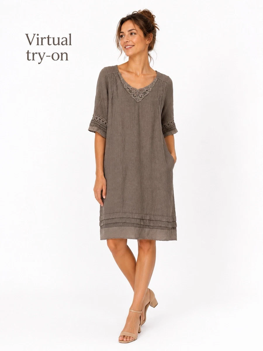 carla conti linen dress CARLA CONTI Made in Italy Green Linen Dress - Size S