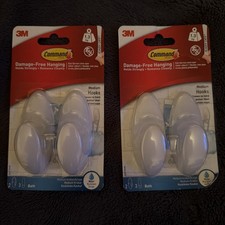 4 PCS 3M Command medium  bathroom Hooks water proof Damage Free   Self Adhesive