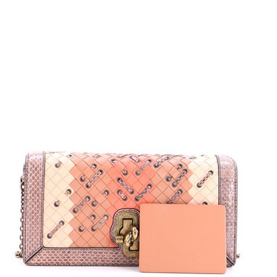 Bottega Veneta Club Stitch Olimpia Knot Flap Bag Intrecciato Nappa