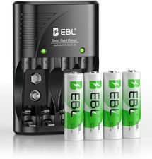 EBL 4-Bay Battery Charger for AA  AAA Rechargeable Batteries with Rechargeable