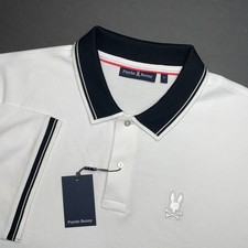 Image of NEW Psycho Bunny Polo Shirt 3XL 9 Short Sleeve White Oak City Pique Pima Cotton