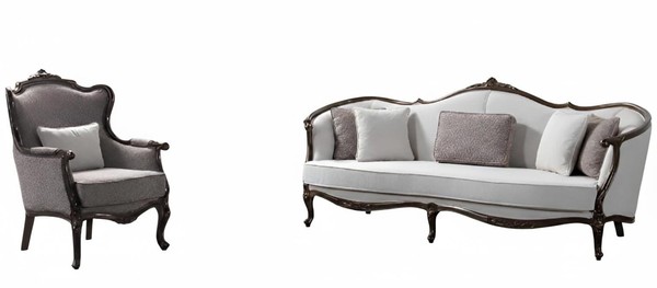 Wohnzimmer-Set 3-Sitzer-Sofa Sessel Weiß Klassischer Stil Weiches Sofa-image