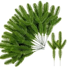 RAINFLOW 30PCS Artificial Pine Branches - Fake Green Plants Pine Needles DIY ...