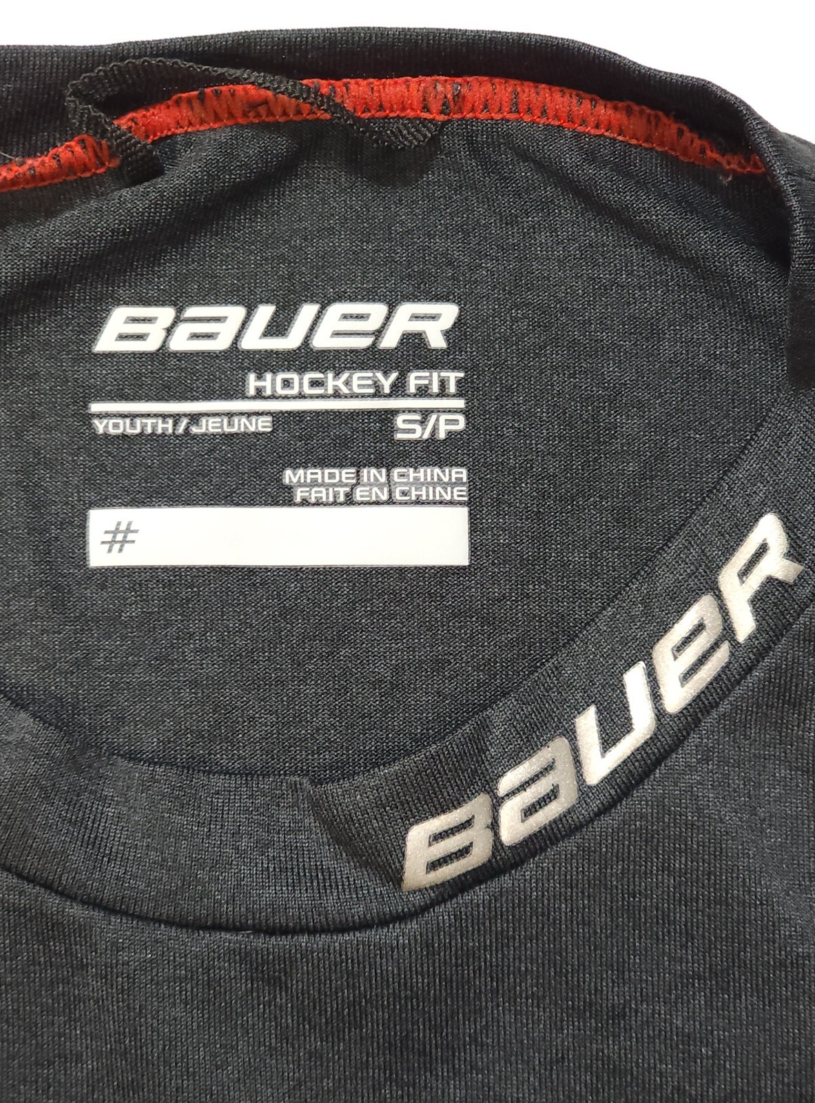 Bauer Team Boys/Youth Sz S Crew Neck Performance Undershirt ~Black/Red~