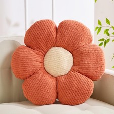 Flower Shaped Pillow - Daisy Decorative Cushion, Soft Seat Cushion, Orange Fl