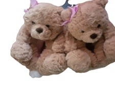 NEW NWT Girls size 11-12 Wonder Nation stuffed animal plush teddy bear slippers
