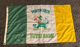 1980s Notre Dame Flag 58.5”x35” Rare Vintage Flags International