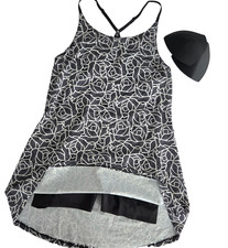 Women's M Black Athletic Dress with Shorts Underneath Racerback Black White Rose