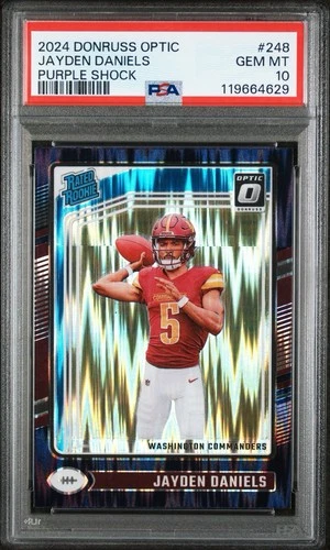 Jayden Daniels Donruss Optic Purple Shock Prizm Rookie #248 PSA 10 Gem Mint