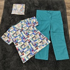 NEW Fashion Scrub Lot 2 Top 2 Pants Set Animated Theme - Size XL