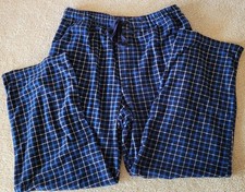 Stafford Men's Fleece Plush Pants Lounge Sleep Pajama Pockets Blue Plaid XL
