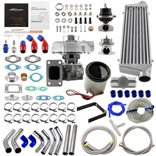 T3/T4 T04E Universal Turbo Turbocharger Kit + Intercooler+BOV+Wastegate Oil Line