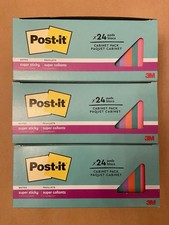 LOT of 3 Post-It Cabinet Packs / Super Sticky / 3  x 3  / 72 Pads / 5,040 Notes