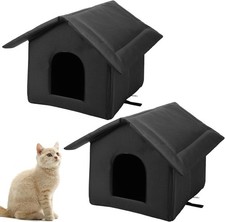 2Pcs Black Cat Houses Outdoor Stray Cats Shelter Weatherproof Outdoor Cat House