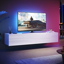 Wohnwand TV Lowboard weiß Modern Hochglanz Wandmontage Fernsehtisch