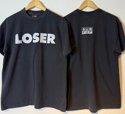 Vintage Nirvana Sub Pop LOSER Kurt Cobain 90s Band Size L Black T 