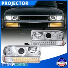 Fits 1998-2004 S10 Chevy Blazer Halo Rim Projector Bumper Headlights Fits 1998-2004 S10 Chevy Blazer Halo Rim Projector Bumper Headlights