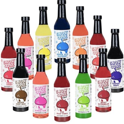 Snow Cone Syrups Variety Pack 12 Flavors 12.7oz Perfect for Parties