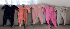 baby girl footed pajamas size 3-6 months 5 piece bundle