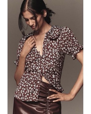 Anthropologie Pilcro Women's Short Sleeve The Keira Blouse Size Small