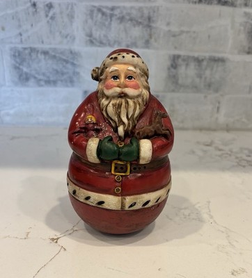 Vintage Roly Poly Santa Claus Christmas Figurine Cracker Barrel 5  Resin Jingle