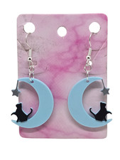 Cat Moon and Star Earrings