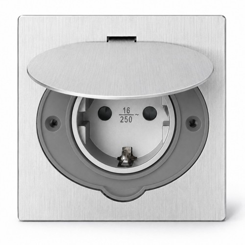 Metall Einbausteckdose IP44 Bodensteckdose Garten Aussen Klappdeckel - Afbeelding 2 van 14