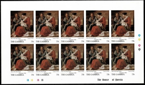 Gambia 1994 - Christmas Art - 8 fogli di 10 francobolli IMPERF - Scott #1591-8 - MNH - Foto 6 di 9