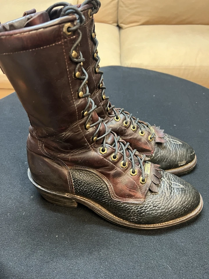 Botas de montar a caballo de ingeniero negras de cuero vintage para motociclista hechas a mano EE. UU. 10 Foto 3 de 4