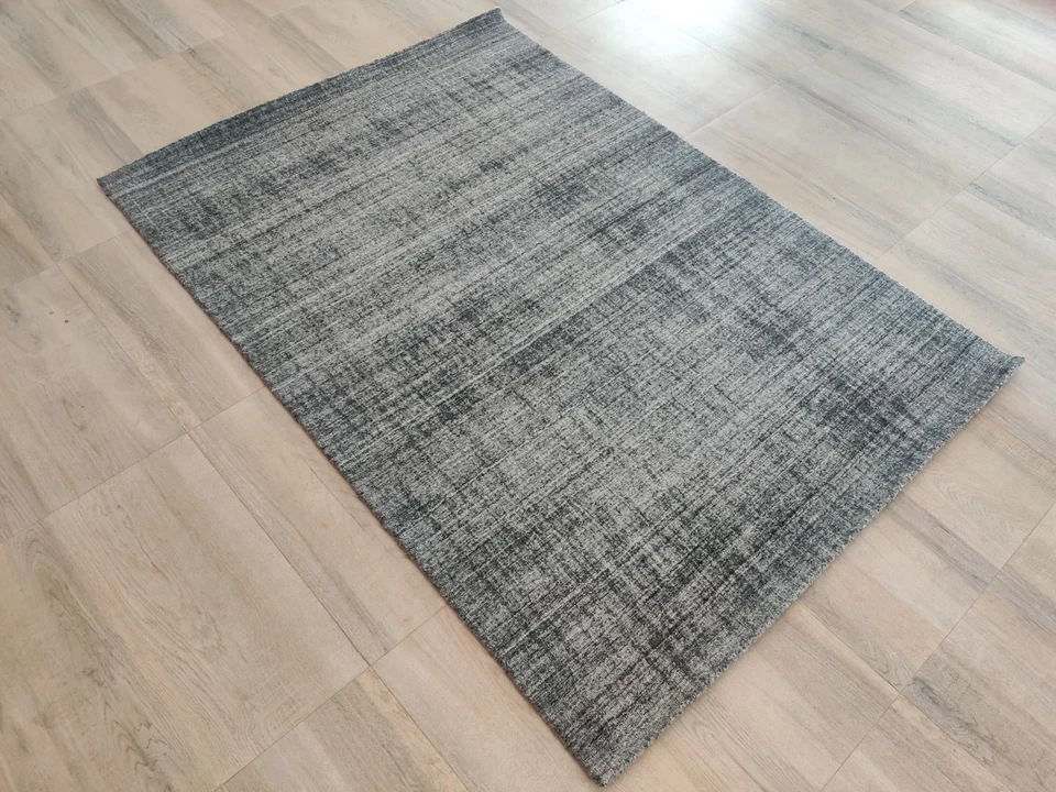 Alfombras telares hechas a mano gris concreto 4 x 6 100 % lana cizalla 120x180 cm Foto 4 de 4