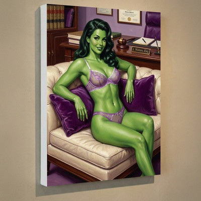 She-Hulk Canvas Print 12x16 - Vintage Retro Pin-Up Wall Art Decor