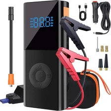 3000A Car Jump Starter 12V w/ Air Pump 35L/min 150PSI, Light & Jumper Cables