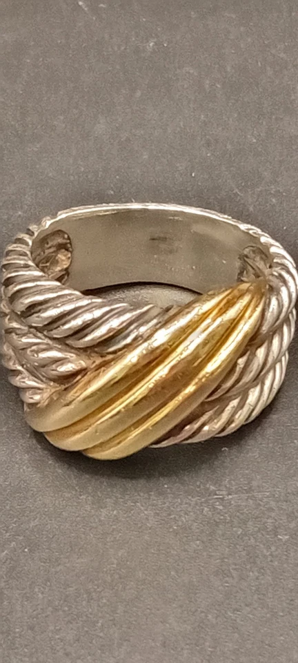 Anillo David Yurman Cable Collection Dos Tonos Oro 14K/Esterlina 925 Talla 6 (SJ943)