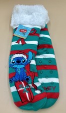 Disney Lilo  Stitch Christmas Slipper Socks No Slip Women  s Shoe Size 4-10 NWT