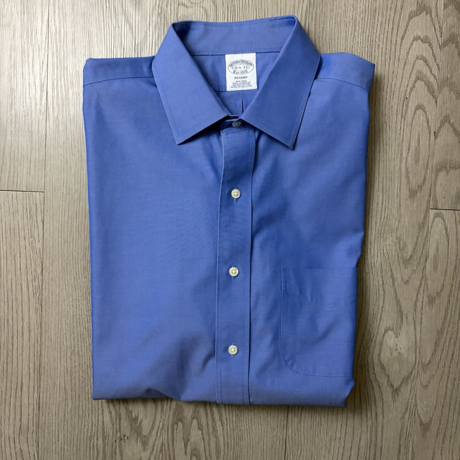 Brooks Brothers Regent Fit Blue Solid Cotton Dress Shirt 16.5-33 thumbnail 15