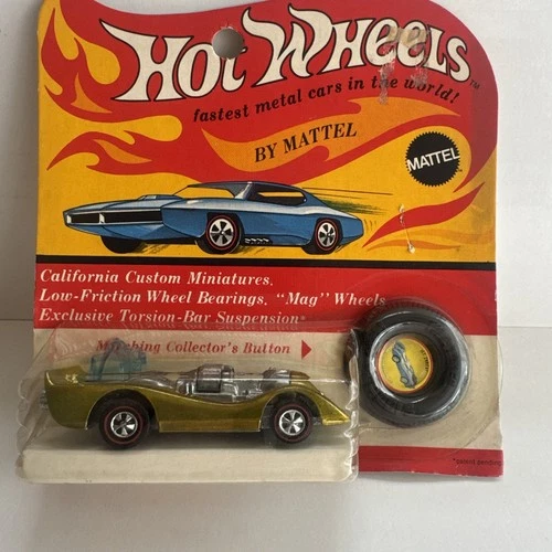 Vintage Hot Wheels Redline Jet Threat  Green/Anti freeze-ORIGINAL MOC w/ Button