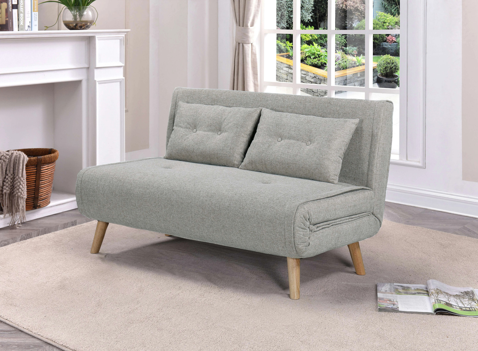 Sofá cama Ensueño en tela gris. 130cm(ancho) 78cm(fondo) 82cm (alto)