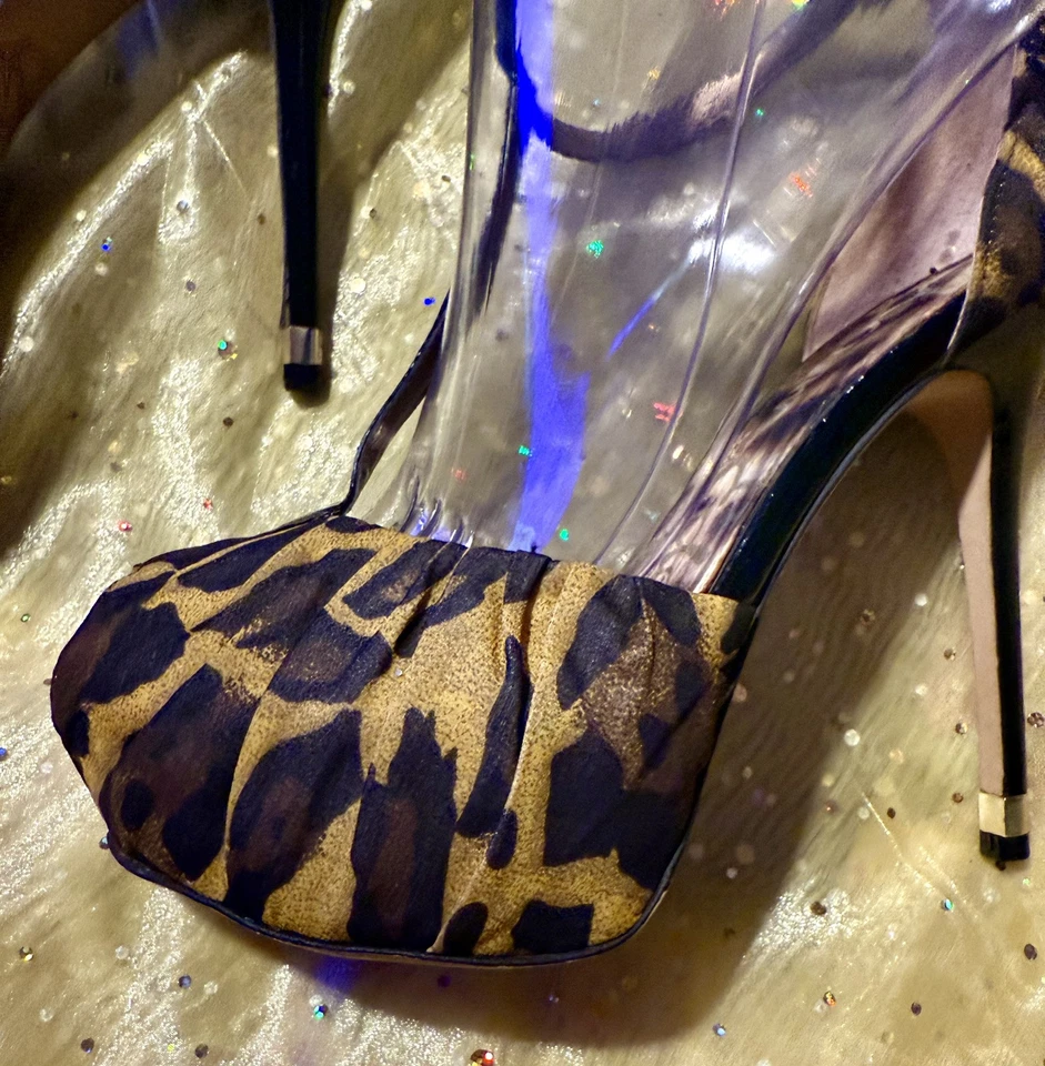 Sam Edelman *Leopard🐆Cheetah* Print Peep Toe Platform High Heel Shoes 8 - Image 2 of 4