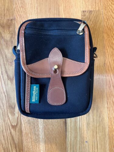 BILLINGHAM Compact Stowaway Pouch Camera Bag Shoulder Strap Navy Canvas Leather