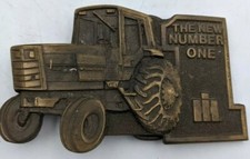 VTG Brass Belt Buckle INTERNATIONAL TRACTOR S280 Spec Cast Rockford IL