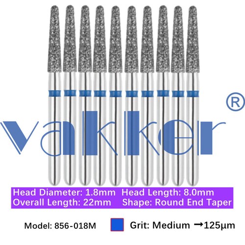 10pc/pk Vakker Dental FG Diamond Burs Round Long/ Round End Taper for High Speed - Picture 57 of 77
